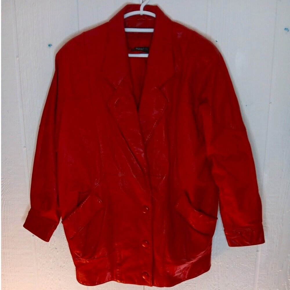 Vtg 1980s Wilsons Leather Red Coat Jacket Womens M Zip Out Thinsulate Liner